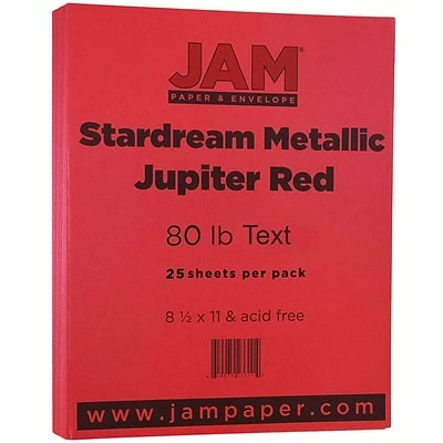 Cheapest 🎉 JAM Paper Metallic Colored Paper, 32 Lbs., 8.5" X 11", Jupiter Red Stardream, 25 Sheets/Pack (173SD8511JU120B) 🌟