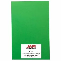 Coupon 👍 Jam® Cardstock Paper JAM Paper Ledger 65 Lb. Cardstock Paper, 11" X 17", Green, 50 Sheets/Pack (16728484) 💯