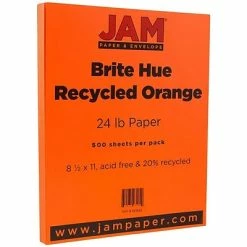 Deals ⭐ JAM Paper® Smooth Colored Paper, 24 Lbs., 8.5" X 11", Orange Recycled, 500 Sheets/Ream (103655B) 😍