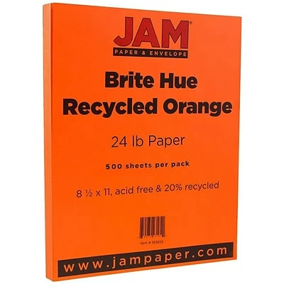 Deals ⭐ JAM Paper® Smooth Colored Paper, 24 Lbs., 8.5" X 11", Orange Recycled, 500 Sheets/Ream (103655B) 😍