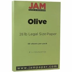 Top 10 ⭐ JAM Paper Matte Colored Paper, 28 Lbs., 8.5" X 14", Olive Green, 50 Sheets/Pack (16729367) ✔️
