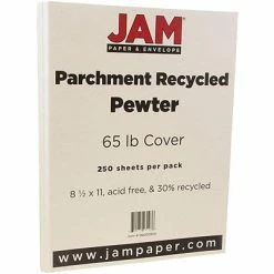 Cheapest 🛒 Card Stock JAM Paper Parchment 65 Lb. Cardstock Paper, 8.5" X 11", Pewter Gray, 250 Sheets/Ream (96600800B) 🤩