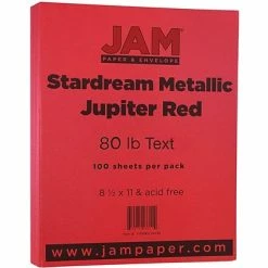 Coupon 🤩 JAM Paper Metallic Colored Paper, 32 Lbs., 8.5" X 11", Jupiter Red Stardream, 100 Sheets/Pack (173SD8511JU120) 😉