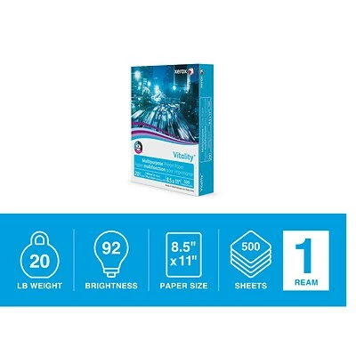 Deals 🌟 Copy & Multipurpose Paper Xerox Vitality 8.5" X 11" Multipurpose Paper, 20 Lbs., 92 Brightness, 500 Sheets/Ream (3R02047PY) 😉 - Image 2