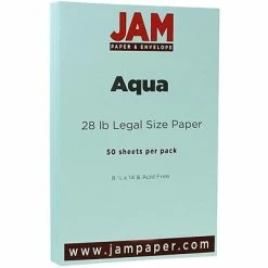 Promo 👍 JAM Paper Matte Colored Paper, 28 Lbs., 8.5" X 14", Aqua Blue, 50 Sheets/Pack (16729307) ❤️