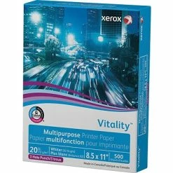 Deals 🔔 Xerox® Vitality™ Paper Xerox® Vitality® 8.5" X 11" 3-Hole Punch Multipurpose Printer Paper, 20 Lbs., 92 Brightness, 500/Ream (3R2641) 😉