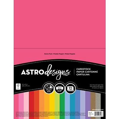 Best Pirce ⭐ Copy & Printer Paper Astrodesigns Creative 65 Lb. Cardstock Paper, 8.5" X 11", Assorted Colors, 72 Sheets/Pack (46407-03) 🤩