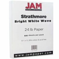 Best deal 🔥 Copy & Multipurpose Paper JAM Paper® Strathmore Paper - 8.5" X 11" - 24 Lb. Bright White Wove - 500/box ❤️