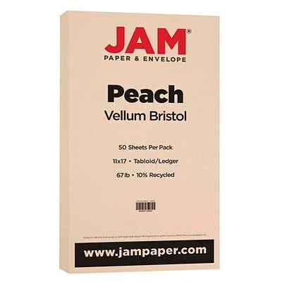Best deal ✨ Jam® Vellum Translucent Cardstock JAM Paper Vellum Bristol 67 Lb. Cardstock Paper, 11" X 17", Peach Pink, 50 Sheets/Pack (16932839) ✔️