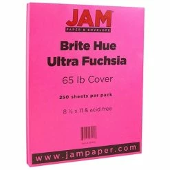 Cheapest 👏 Jam® Smooth Brite Hue Cover Cardstock Paper JAM Paper 65 Lb. Cardstock Paper, 8.5" X 11", Ultra Fuchsia Pink, 250 Sheets/Ream (184851B) 🧨