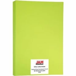 Wholesale 😀 Jam® Cardstock Paper JAM Paper Ledger 65 Lb. Cardstock Paper, 11" X 17", Terra Lime Green, 50 Sheets/Pack (16728486) 😀
