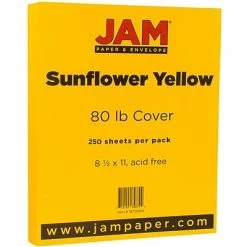 Brand new 🎁 Jam® Cardstock Paper JAM Paper 80 Lb. Cardstock Paper, 8.5" X 11", Sunflower Yellow, 250 Sheets/Ream (16729203B) ❤️