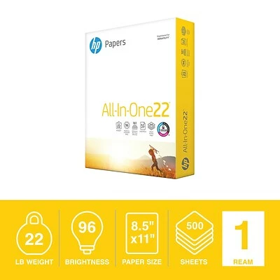 Hot Sale 💯 Copy & Printer Paper HP All-In-One22 8.5" X 11" Multipurpose Paper, 22 Lbs., 96 Brightness, 500/Ream (207010) 👍 - Image 2