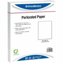 Best Sale 👍 Printworks Professional Printworks® Professional Papers Printworks® Professional 8 1/2" X 11" 24 Lbs. Perforated At 1/2" Paper, White, 2500/Case 😉