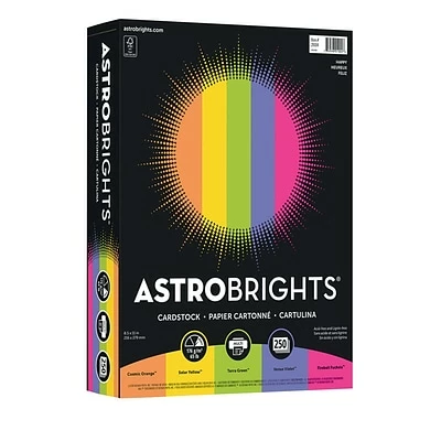 Wholesale 🛒 Card Stock Astrobrights 65 Lb. Cardstock Paper, 8.5" X 11", Assorted Colors, 250 Sheets/Pack (21004) 👍