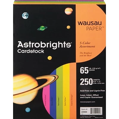 Wholesale 🛒 Card Stock Astrobrights 65 Lb. Cardstock Paper, 8.5" X 11", Assorted Colors, 250 Sheets/Pack (21004) 👍 - Image 3