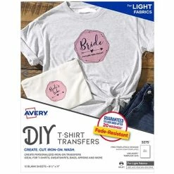 Budget 👍 Craft Supplies Avery Heat Transfer Paper For Light Fabrics, 8.5" X 11", Inkjet, 12 Transfers/Pack (3275) 🥰