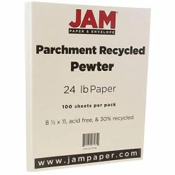 Wholesale 🥰 Copy & Multipurpose Paper JAM Paper® Parchment Colored Paper, 24 Lbs., 8.5" X 11", Pewter Gray Recycled, 100 Sheets/Pack (171118) 😉