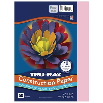 New 😀 Tru-Ray® Fade Resistant Art Paper Tru-Ray 9" X 12" Construction Paper, Pink, 50 Sheets (P103012) ✔️