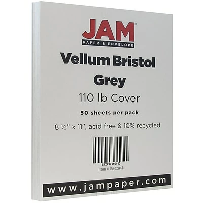 Best deal 🥰 Card Stock JAM Paper® Vellum Bristol 110lb Index Colored Cardstock, 8.5 X 11 Coverstock, Grey, 50 Sheets/Pack (16932846) 💯