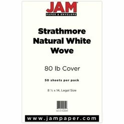 Promo 🛒 Jam® Cardstock Paper JAM Paper® Strathmore Legal Cardstock, 8.5 X 14, 80lb Natural White Wove, 50/pack (17428899) ❤️