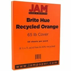 Best deal 😉 Card Stock JAM Paper® Bright Color Cardstock, 8.5 X 11, 65lb Orange Recycled, 50/pack (1033879) 😉