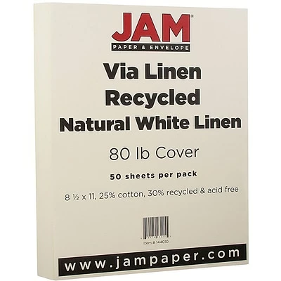 Buy 👍 Jam® Strathmore Cover Cardstock JAM Paper® Strathmore Cardstock, 8.5 X 11, 80lb Natural White Linen, 50/pack (144010) 🎁