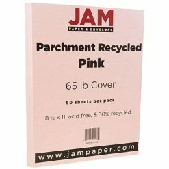 Best Pirce ⌛ Jam® Parchment Recycled Cover Cardstock JAM Paper® Parchment Cardstock, 8.5 X 11, 65lb Pink Recycled, 50/pack (171122) 🤩
