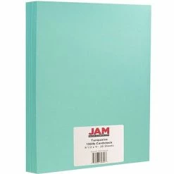 Outlet 🛒 Jam® Cardstock Paper JAM Paper® Matte Cardstock, 8.5" X 11", 130lb Turquoise, 25/pack 🤩