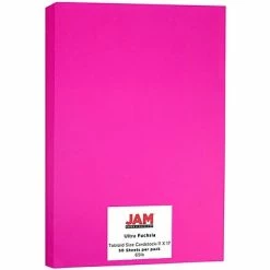 Best Sale 🔥 Jam® Cardstock Paper JAM Paper® Ledger 65lb Colored Cardstock, Tabloid Size, 11" X 17", Ultra Fuchsia Pink, 50 Sheets/Pack (16728494) 🔔