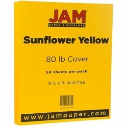 Best Pirce ❤️ Jam® Cardstock Paper JAM Paper® Matte Cardstock, 8.5 X 11, 80lb Sunflower Yellow, 50/pack (16729203) 🎉