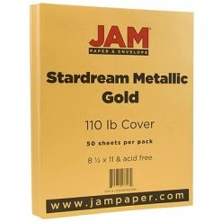 Buy 🧨 Jam® Linen Cover Cardstock JAM Paper® Metallic Cardstock, 8.5 X 11, 110lb Stardream Metallic Gold, 50/pack (173SD8511GO285) ⭐