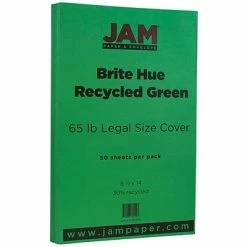 Discount 🎁 Jam® Cardstock Paper JAM Paper® 8 1/2" X 14" Legal Size Recycled Cardstock, Brite Hue Green, 50/Pack (16730936) ⌛