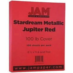 Wholesale 🧨 Jam® StardPack Metallic Cover Cardstock JAM Paper® Metallic Cardstock, 8.5 X 11, 110lb Stardream Metallic Jupiter Red, 50/pack (173SD8511JU285) 💯