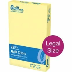 Buy 🛒 Colored Paper Quill Brand® 30% Recycled Multipurpose Paper, 20 Lbs., 8.5" X 14", Canary Yellow, 500 Sheets/Ream (720577) ⭐