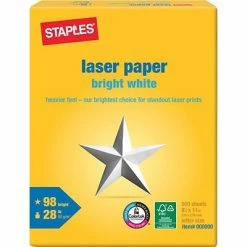 Brand new 🎉 Staples Copy & Printer Paper Laser Paper, 8 1/2" X 11", Bright White, Ream ❤️