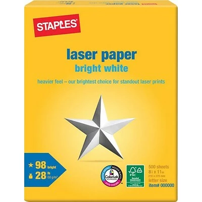 Brand new 🎉 Staples Copy & Printer Paper Laser Paper, 8 1/2" X 11", Bright White, Ream ❤️
