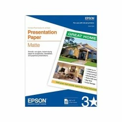Cheap 🔥 Epson® 28-lb. Photo-Quality Matte-Finish Inkjet Papers Epson Inkjet Matte Presentation Paper, 8.5" X 11", 100/Pack (S041062) 💯