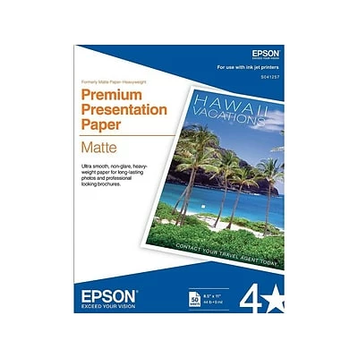 Best reviews of 🌟 Epson® 45-lb. Matte Heavyweight Inkjet Paper Epson Premium Matte Presentation Paper, 8.5" X 11", 50/Box (S041257) 🤩
