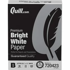 Buy 😀 Quill Brand® 24lb. Laser Paper Quill Brand® 8.5" X 11" Laser & Inkjet Print Paper, 24 Lbs., 98 Brightness, 500 Sheets/Ream (720423) ✔️