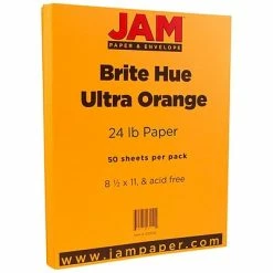 Cheapest 👏 JAM Paper® Smooth Colored Paper, 24 Lbs., 8.5 X 11, Ultra Orange, 50 Sheets/Pack (102558A) 🌟