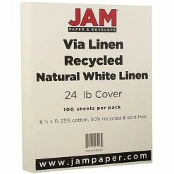Wholesale 🔥 Resume/Cotton Letterhead Paper JAM Paper® Strathmore 24lb Paper, 8.5 X 11, Natural White Linen, 100 Sheets/Pack (143530) 👏