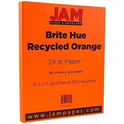 Best deal 😉 JAM Paper® Smooth Colored Paper, 24 Lbs., 8.5 X 11, Orange Recycled, 50 Sheets/Pack (103655A) 👏