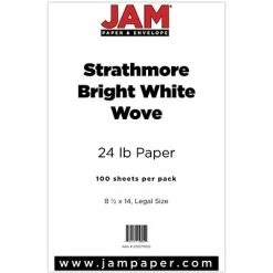 Best Sale 🔔 Colored Paper JAM Paper® Strathmore Legal Paper - 8.5" X 14" - 24lb Bright White Wove - 100/pack 🎁