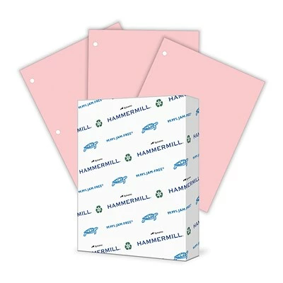 Cheap 👍 Colored Paper 🔨 Hammermill Colors Multipurpose Paper 3 Hole Punched, 20 Lbs., 8.5" X 11", Pink, 500/Ream (102962) 🥰